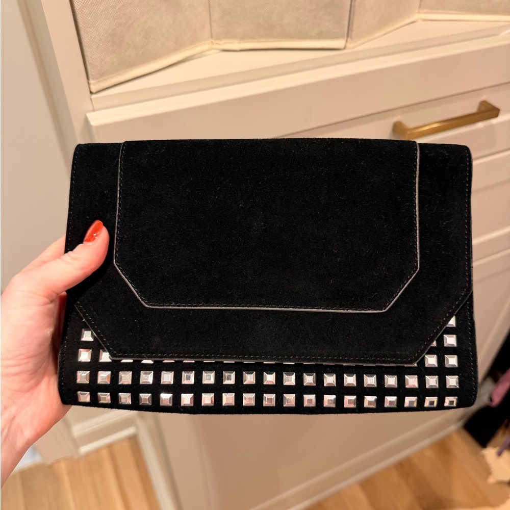Elegant Black BCBG Studded Clutch (w/ dust bag)